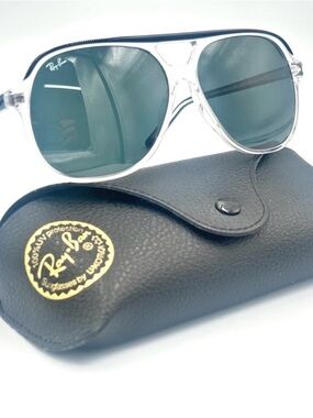 Ray-Ban “The Bill” Aviator Sunglasses – Clear Frame / Green Lenses – Rare Style